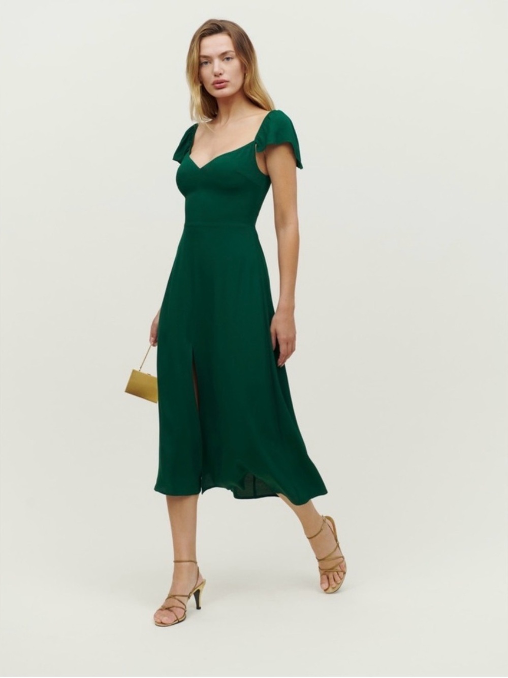 Reformation Baxley Sleeveless Midi Dress Emerald Green Size 6